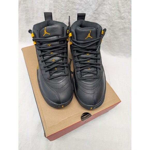 Air Jordan 12 RETRO men's size 8 Black / Taxi yellow sneakers with box - Picture 2 of 8
